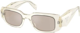 Prada Ivory Mirror Silver Rectangular Ladies Sunglasses PR 17WSF 19X30N 51