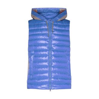 Herno Vests, male, Blue, Size: 2XL Hooded Padded Zip-Up Vest Jacket