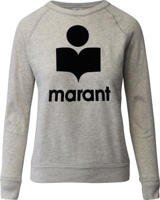 Isabel Marant Etoile Milly Logo Crewneck Sweater in Grey Cotton Polyester