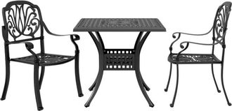 vidaXL 3 Piece Bistro Set Black Cast Aluminium vidaXL