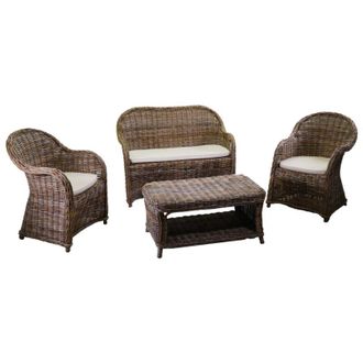 Vacchetti Salotto rattan roymer grigio c/cuscini 4 pezzi