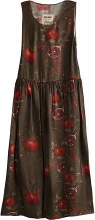 Uma Wang Ardal pomegranate-print smock dress - Marrone