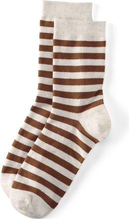 Lands End 1-Pack Novelty Crew Socks in Brown Stripe at Nordstrom