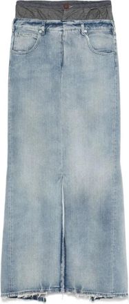 Maison Margiela Blauwe Denim Lange Rok met Splitten - Dames - Spijkerrokken - Blauw - XS - Denim - Rokken