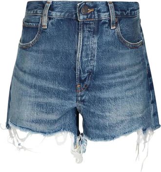 Frame Denim The Hang Short - Dames - Denim shorts - Blauw - W26 - Katoen - Korte Broeken