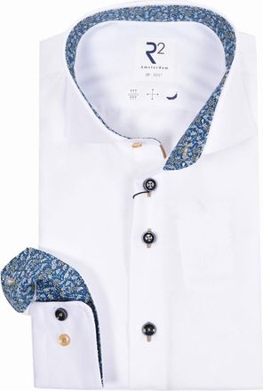R2 Mens R2 Long Sleeved Cut Away Collar Shirt White - Size: 46/48