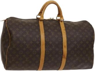 Louis Vuitton Tweedehands Canvas Louis Vuitton tassen - Dames - Vintage Weekendtas - Bruin - ONE Size - Leer - Vintage