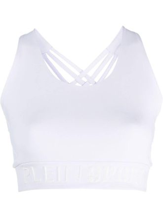 Plein Sport crossover-strap sports bra - White