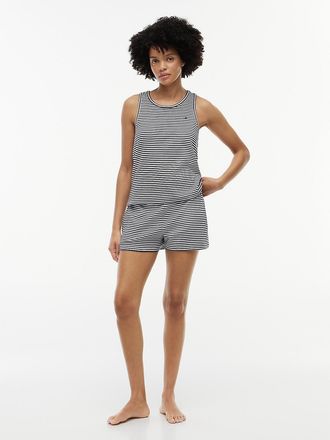 Tommy Hilfiger Womens Striped Tank Top & Short Sleep Set - Navy/White - XS