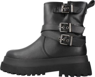 Buffalo Pluto Farmer Biker - Dames - Enkellaarsjes - Zwart - 40 EU - Polyester - Schoenen