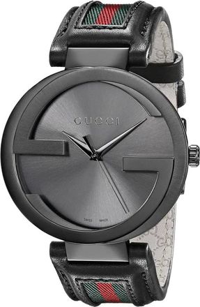 Gucci Accessoires, unisex, Zwart, ONE Size, Leer, Interlocking G Horloge