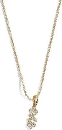 BaubleBar Mini Pav&eacute; Script Custom Pendant Necklace in Clear at Nordstrom