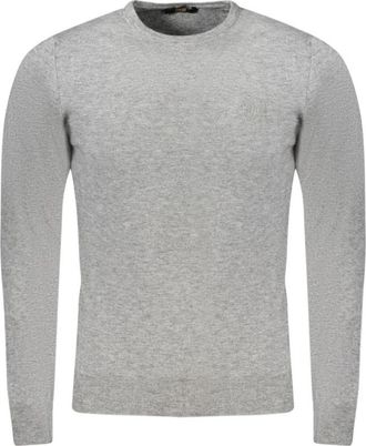 Cavalli Grijze Polyester Pullover - Heren - Ronde hals truien - Grijs - 2XL - Polyester - Truien & Vesten