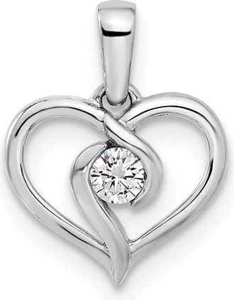 Diamond2Deal 14K White Gold Lab Grown Diamond Heart Pendant (0.1ct, VS, G-H)