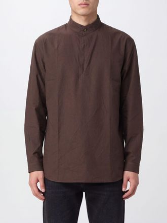 Christophe Lemaire Mandarin Collar Long-Sleeved Shirt in a Cotton and Silk Blend