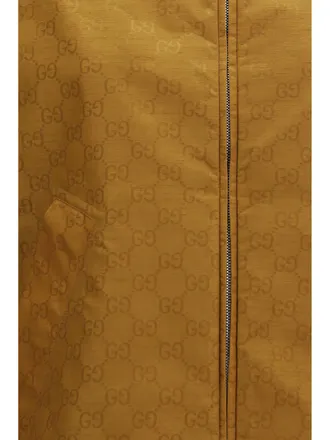 Gucci Womens Jacquard Jacket Caramel Suede Nylon Puffer