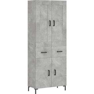 vidaXL Highboard Concrete Grey 69.5x34x180 cm Engineered Wood Vidaxl