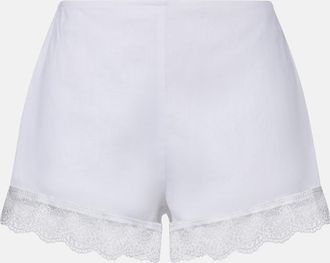 Staud Von lace-trimmed linen shorts