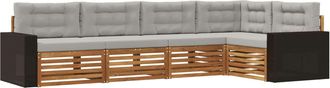 vidaXL Conjunto De Sof&aacute;s De Exterior 5 Uds. Natural Y Gris Claro Vidaxl