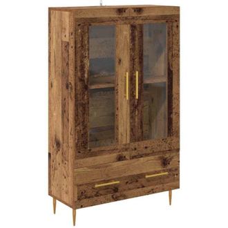 vidaXL Highboard Old Wood 69.5 x 31 x 115 cm Engineered Wood and Glass vidaXL