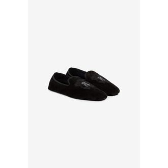 Roberto Cavalli Mirror Snake-Embroidered Velvet Slippers, Brand Size 43 ( US Size 10 )