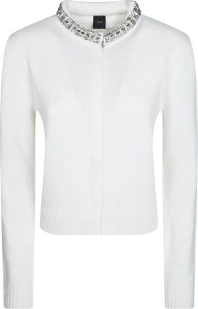 Pinko Colonia Cardigan Blend Wool - Dames - Vesten - Wit - M - Wol - Truien & Vesten