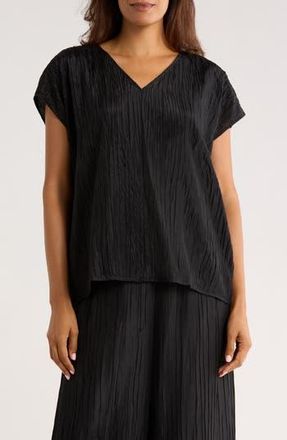 Eileen Fisher Stretch Silk V-Neck Top in Black at Nordstrom Rack, Size Xx-Small