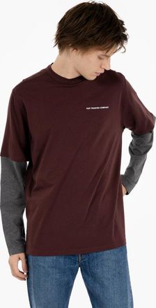 Pop Trading Company Logo sleeve t-shirt fudge / charcoal