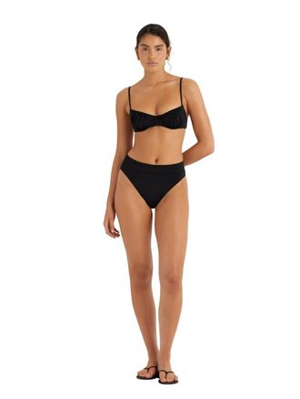 Peony Mid High Cut Bikini Pant In Black