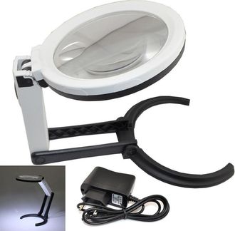 Trade Shop Trade Shop Traesio - Trade Shop - L&aacute;mpara De Lupa De Mesa Con 10 Led Port&aacute;til De 120mm A 28mm