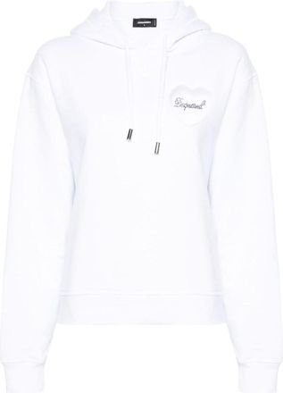 Dsquared2 White Mesh Heart Sweatshirt