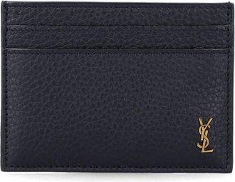 Saint Laurent Tiny Cassandre Card Case In Grained Leather