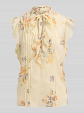 Lauren Ralph Lauren Regular Fit Bluse mit R&uuml;schenkragen in Sand, Gr&ouml;&szlig;e XL