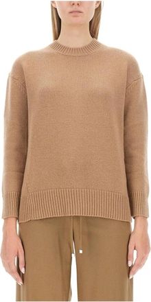 Max Mara Ireland Shirt - Dames - Ronde hals truien - Beige - L - Wol - Truien & Vesten