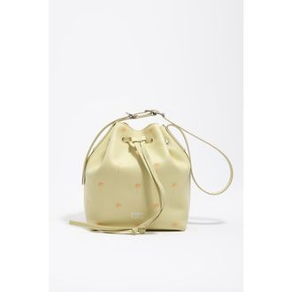 Bimba & Lola Large Palms Print Leather Carlino Bucket bag in Pale Green at Nordstrom