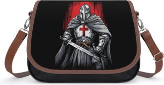 Generic Knights Templar Crossbody Bag Womens Handbag PU Message Bags Shoulder Purse with Adjustable Strap
