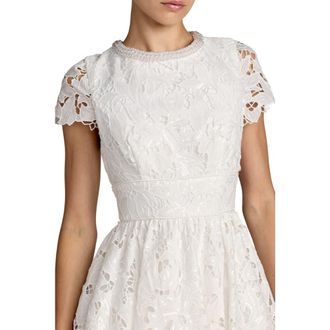 Mac Duggal Womens Lace Embellished Cap Sleeves A Line Midi Dress in Ivory at Nordstrom, Size 12