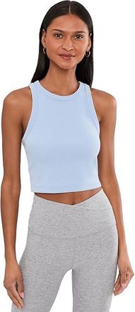 Beyond Yoga Garment Dye Rib Cropped Tank Top Womens Workout Washed Pastel Periwinkle : SM, Cotton/Spandex