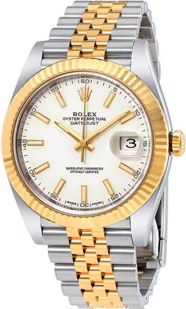 Rolex Datejust 41 White Dial Steel and 18K Yellow Gold Jubilee Mens Watch 12633WSJ