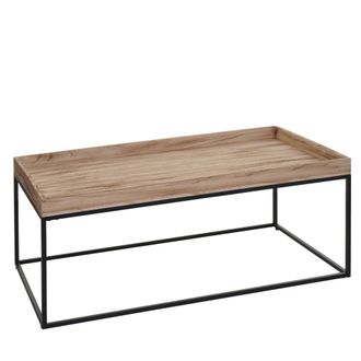 Hhg D&eacute;coshop26 - Mesa De Centro Mesa Auxiliar En Madera Y Metal 46x110x60 Cm Color Natural 040008432