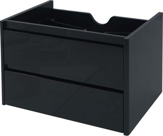 Hhg Nunca Usado] Mueble Bajo Lavabo Hhg 615, Mueble Bajo Lavabo Ba&ntilde;o, Alto Brillo Soft-close 50x60cm, Negro