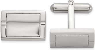 Diamond2Deal Stainless Steel Polished Rectangle Cuff Links