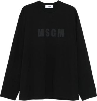 Msgm T-shirt a maniche lunghe con logo - Nero