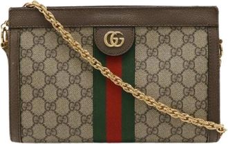 Gucci Pre-owned Ophidia GG Supreme Small Chain Shoulder Bag - Dames - Vintage Schoudertas - Bruin - ONE Size - Leer - Vintage