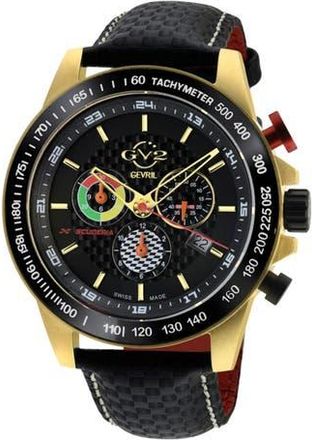 Gevril Group Mens GV2 Scuderia White Dial Black Leather Chronograph Date Watch, 45mm at Nordstrom Rack