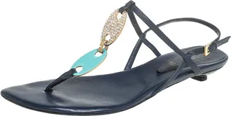 Missoni Blue Leather Thong Sandals