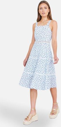 Yumi Floral Midi Sun Dress in White at Nordstrom, Size 10
