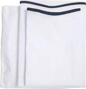 Pom Pom at Home Skylar Cotton Percale Sheet Set in White/Navy at Nordstrom, Size California King