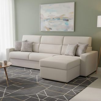 Dmora Dmora - Sof&aacute; Cama Con Pen&iacute;nsula Pusiano, Sof&aacute; Esquinero Transformable Para Sal&oacute;n, Acolchado, Desenfundable, Calidad 100% Made In Italy, 280x160 H100 C