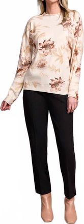 Tribal Lightweight Printed Long-Sleeve Funnel Neck Sweater In Moonstone